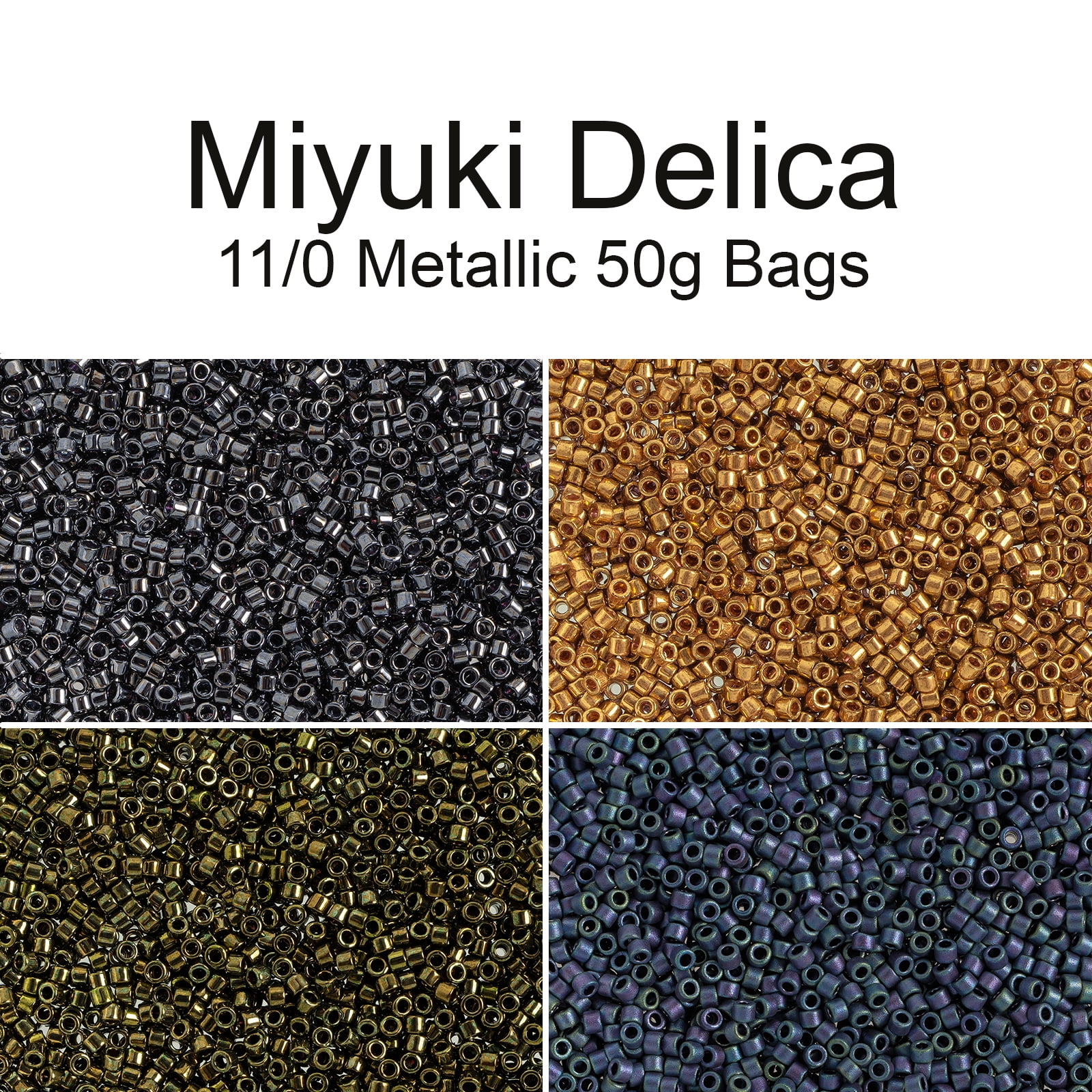 Miyuki Delica Seed Beads 11/0, Gunmetal (DB0001), 50 Grams