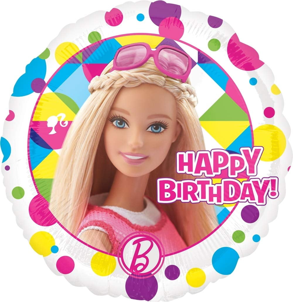 Barbie Sparkle Jumbo Cluster Multi-color Birthday Balloons, 6 Count