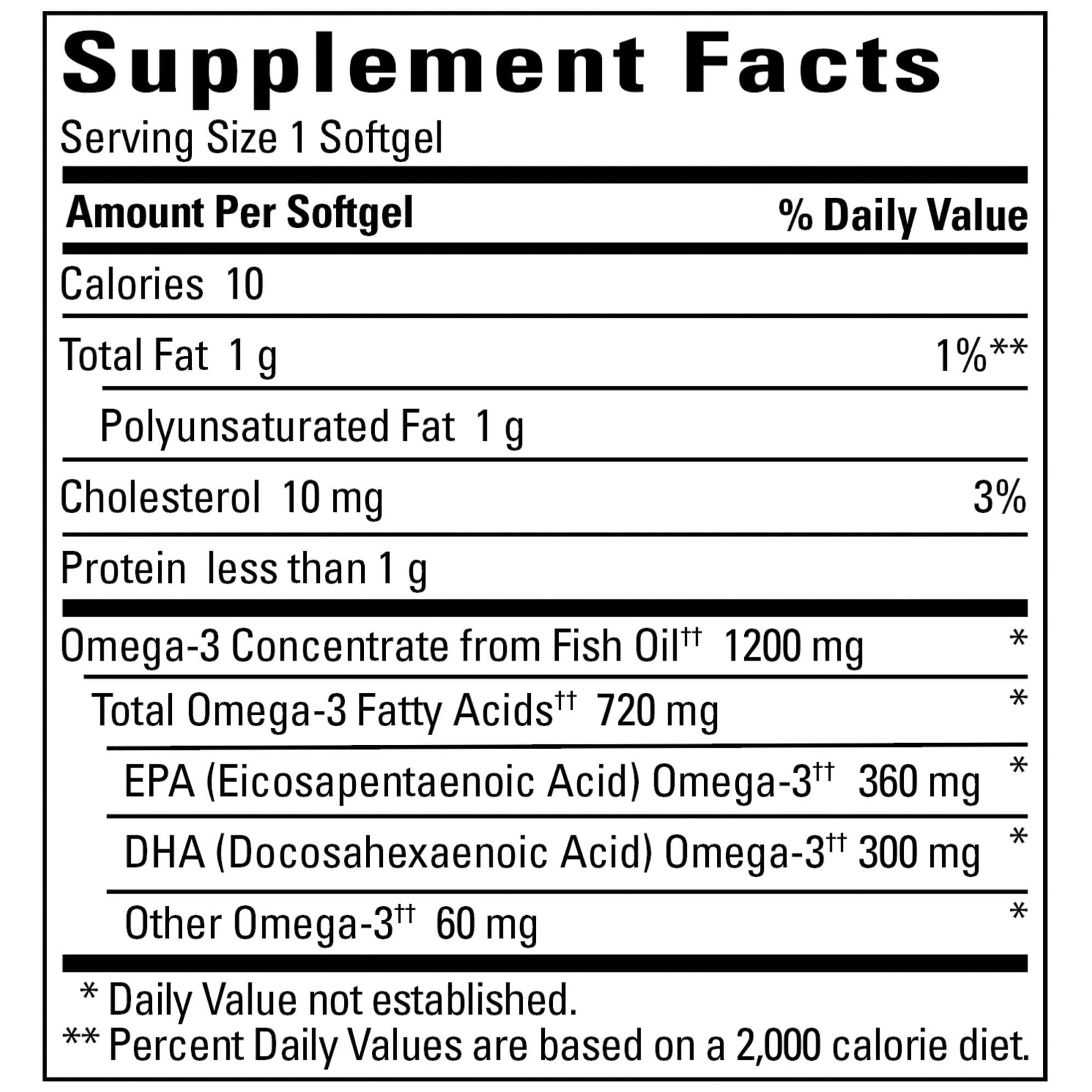 Nature Made Fish Oil 1200 mg, 120 ct, Liquid Softgels, Dietary Supplement