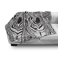 thumbnail image 2 of Zebra Print Soft Flannel Fleece Throw Blanket, Illustration Pattern Zebras Skins Background Blended over Zebra Body Heads, Cozy Plush for Indoor and Outdoor Use, 50" x 60", Black White, by Ambesonne, 2 of 5