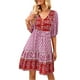 thumbnail image 1 of Sunloudy, vestido de media manga para mujer, estampado Floral Vintage, vendaje de botones, vestido bohemio de verano para vacaciones, ropa de calle de fiesta Sunloudy  S M L XL, 1 of 9