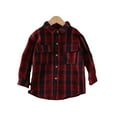 thumbnail image 2 of Esaierr Toddler Baby Boys Casual Plaid Shirts，Black Red Plaid Button Down Cardigan Shirts With Pocket Kid Long Sleeve Shirts for Little Girls Boys 2-7Y, 2 of 5