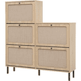 Rattan Shoe with 2 Flip Drawers Narrow Hidden Shoe Rack with