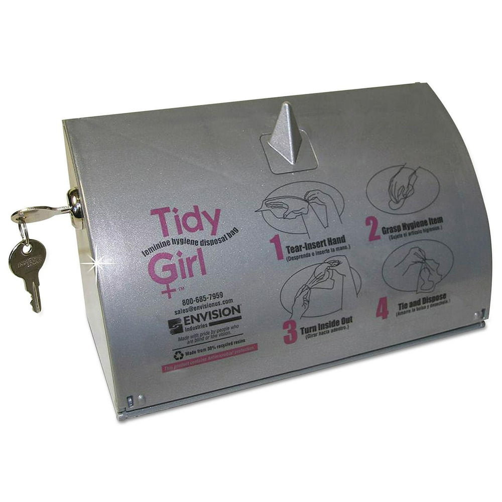 Stout Tidy Girl Plastic Feminine Hygiene Disposal Bag Dispenser, Gray