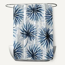 Simply Daisy 70" W x 73" H Spike and Stamp Floral Print Polyester Shower Curtain, Blue