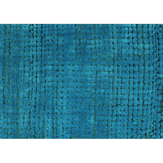 Ahgly Company Machine Washable Indoor Rectangle Abstract Turquoise Blue Modern Area Rugs, 7' x 9'