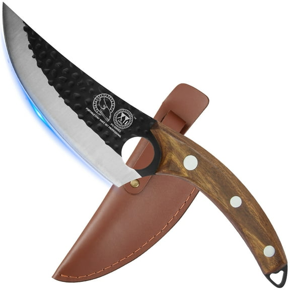 XYJ FULL TANG 6 Inch Kitchen Chef Knife High Carbon Steel Slicing Cleavers, Boning Knife Chef Fishing Knives For Camping Kitchen or Outdoor BBQ Butcher Knife With Carrying Leather Sheath