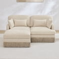 thumbnail image 2 of Chenille Leopard Print Loveseat Sofa with Tassel Edge & Movable Ottoman - Modern Modular Couch, Ergonomic Deep Seat Design, Easy Assembly for Living Room, Beige Coffee, 2 of 18