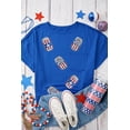thumbnail image 2 of Women's Blue Sequined American Flag Oversized Graphic Tee for Independence Day | [ZhiHiMeRi] | (US 20-22)2XL, 2 of 5