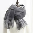 thumbnail image 3 of Prolriy Scarf for Women Fall Winter Scarf Classic Tassel Plaid Scarf Warm Soft Chunky Large Blanket Wrap Shawl Scarves 1 Pack Present Womens Scarf Grey, 3 of 3