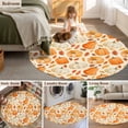 thumbnail image 5 of Round Area Rugs Collection 5 Ft, Fall Thanksgiving Non-Slip Residential Carpet, Orange White Pumpkin Falling Leaves Indoor Crawling Mats Runner Rugs for Living Room/Dining Room/Bedroom, 5 of 8