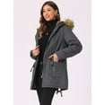 thumbnail image 3 of Unique Bargains Women Windproof Winter Parka Puffer Coat with Faux Fur Hood 2XL Gray, 3 of 6
