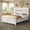 Distressed White, variant on Merluxy King Size Farmhouse Bed Frame with Barn Door Headboard, Platform Bed Frame with Wood Slats, Under Bed Storage Space, Rustic Gray