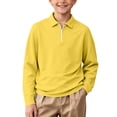 thumbnail image 5 of LUGOGNE Girls Boys Pullover Sweatshirt Quarter Zip Long Sleeve Collar Sweatshirts Kids Comfortable Fall Winter Casual School Uniform Outfits Yellow,11-12Years, 5 of 9