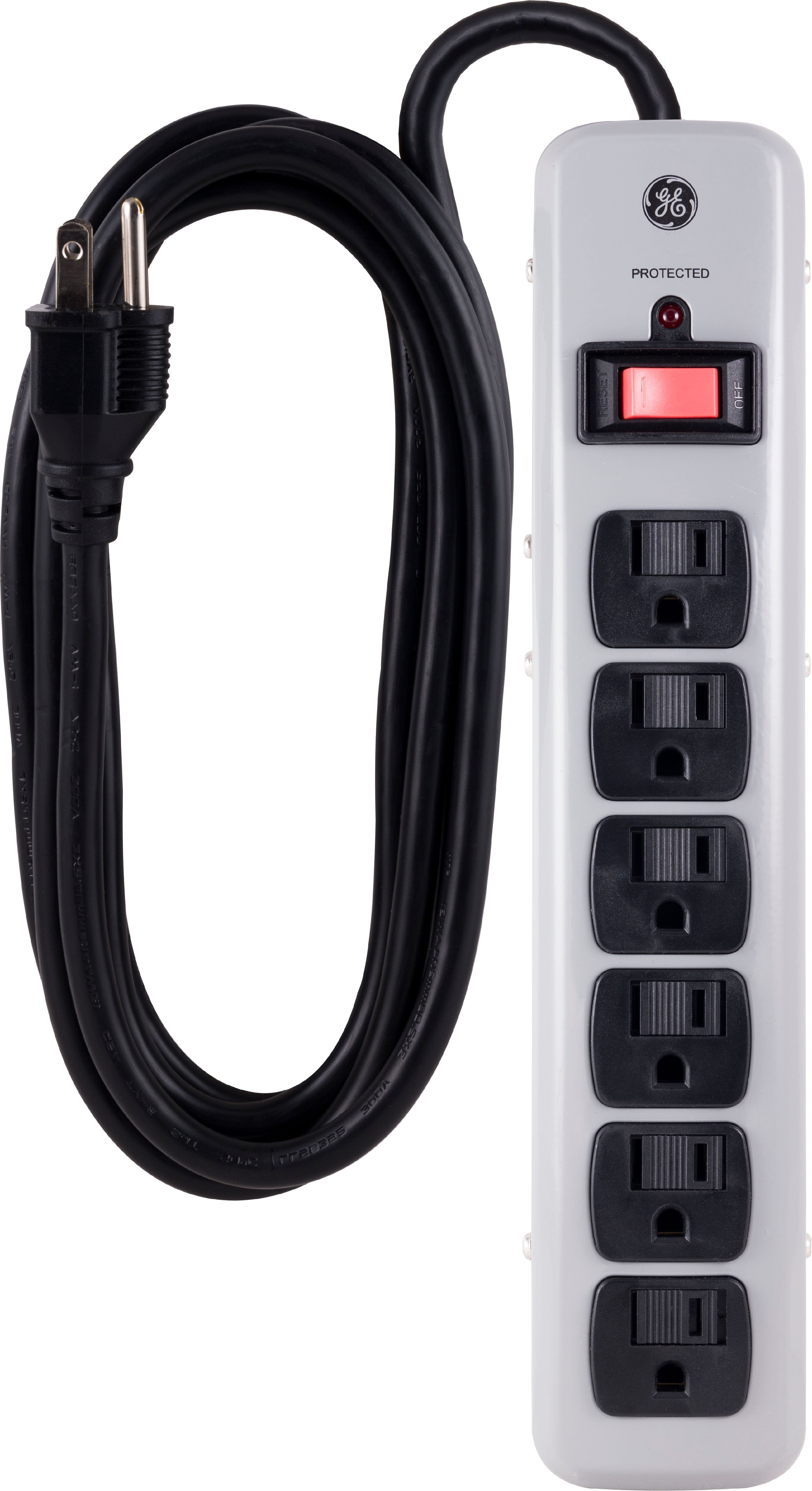 GE 6Outlet Surge Protector, 450J, White, 2ft. 14021