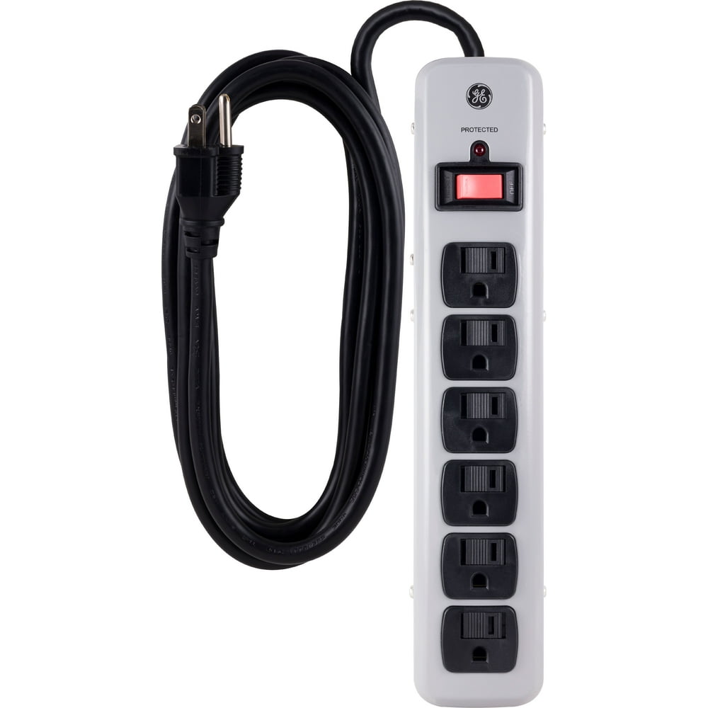 GE 6Outlet Surge Protector, 450J, White, 2ft. 14021