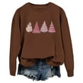thumbnail image 3 of Gibobby Sudaderas navideñas Suéter casual colorido con estampado de árbol de Navidad para mujer con cuello redondo y mangas largas(Café,G), 3 of 4