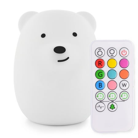 LumiPets Nursery Nightlight: Bear-Shaped Baby Nightlight - Rechargeable with Remote