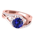 thumbnail image 3 of Mauli Jewels Engagement Rings for Women 1.15 Carat Created Tanzanite and Diamond Engagement Ring Crafted 4 Prong 14k Solid Rose Gold, 3 of 6