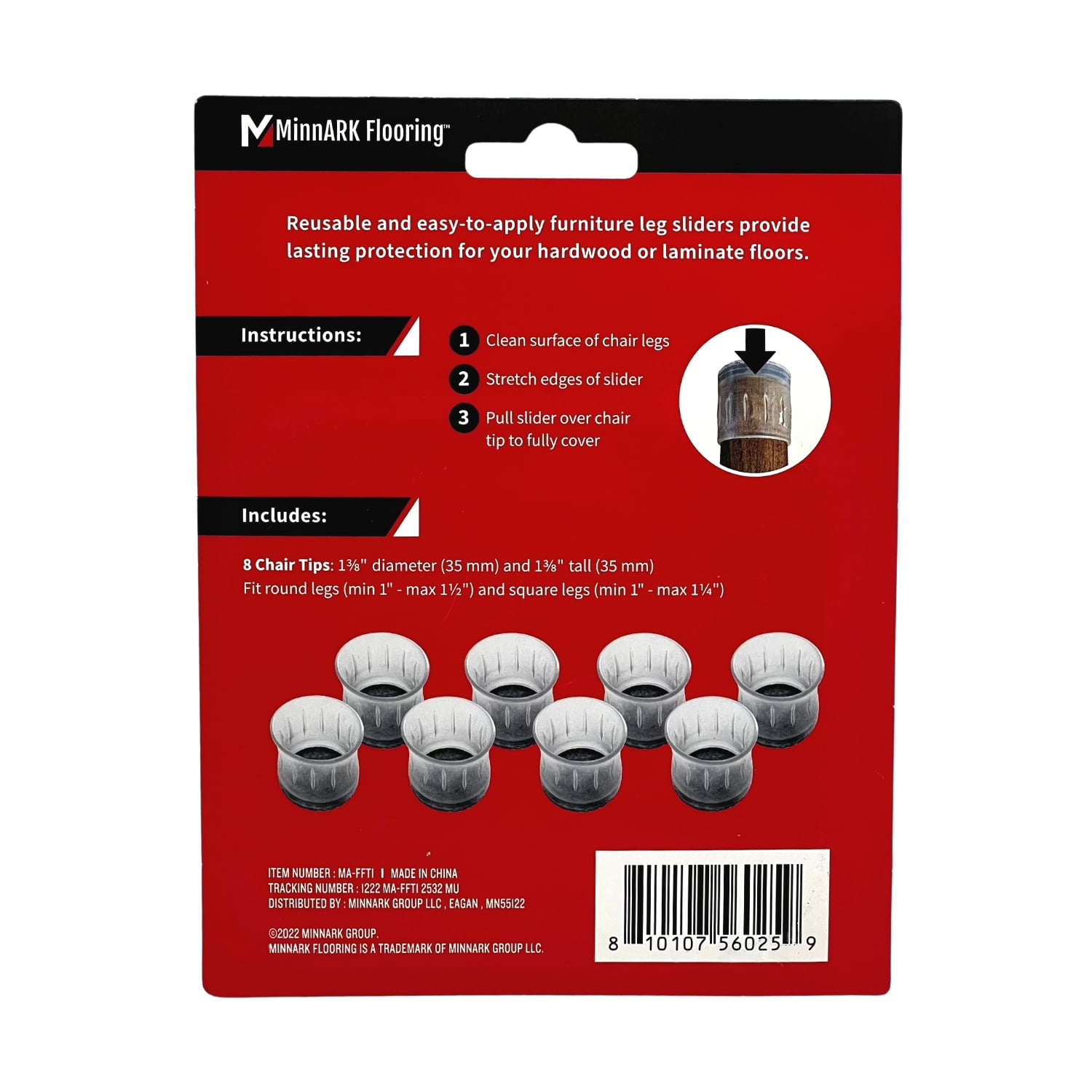 Premium Furniture Tips, 8 Pcs, Rubber, by MinnARK