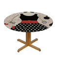 thumbnail image 3 of HAOXIT 1950s Decor Round Fitted Tablecloth with Elastic Edge, Fifties Style Female Fashion Print Polyester Table Cover, Fits Round Table , The Ultimate Protection for Your Table, Multicolor 31-35, 3 of 8
