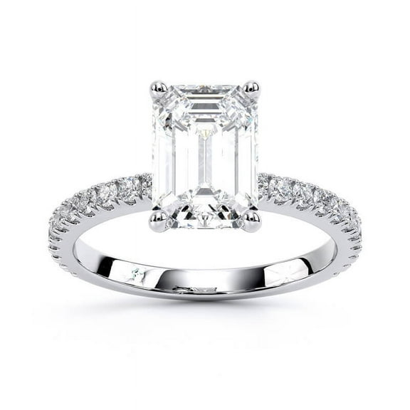 Veda Jewel 14K White Gold Plated Ring - Emerald Cut Excellent 1.67 Ct Simulated Diamond Ring For Women's - Surprise Simulated Diamond Rings for Her - Solitaire Simulated Diamond Rings for Her