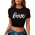 thumbnail image 4 of fatyb Women's Crop Graphic Tees Short Sleeve Print Slim Tops Round Neck Casual Womens Summer T-Shirts, 4 of 5