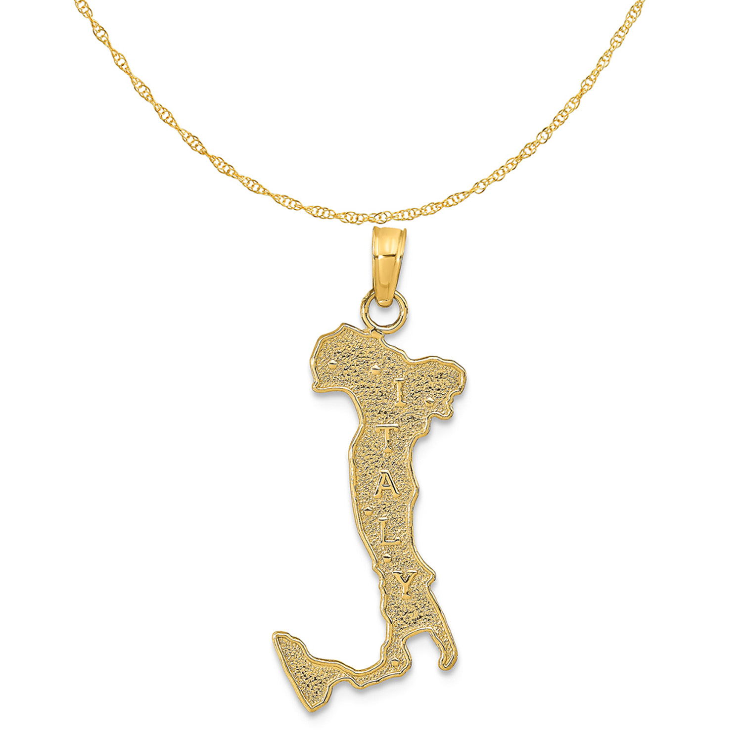 14K Yellow Gold Map With Italy Charm 