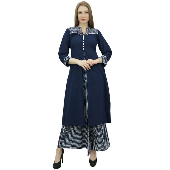 Phagun Robe Kurti Kurta Bleu Marine pour Femmes avec Vêtements Indiens de Palazzo-4