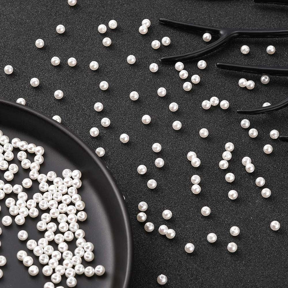 Imitation Pearl Acrylic Beads Dyed Round Creamy White 5x4.5mm Hole: 1mm 10000pcs/pound