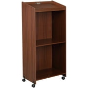 Floor Lectern Podium, Wooden Mobile Floor Lectern with Paper Stop and Compartments, Standing Desk Host Stage Speaking Reading Table for Classroom, Conference and Auditorium
