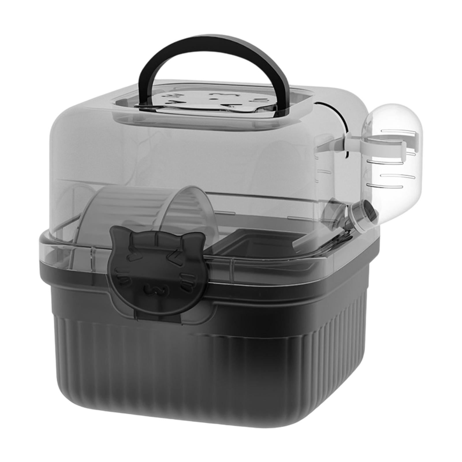 Bothyi Hamster Cage Carrying Box with Water Bottle for Small Animals Gerbils Ferret Black