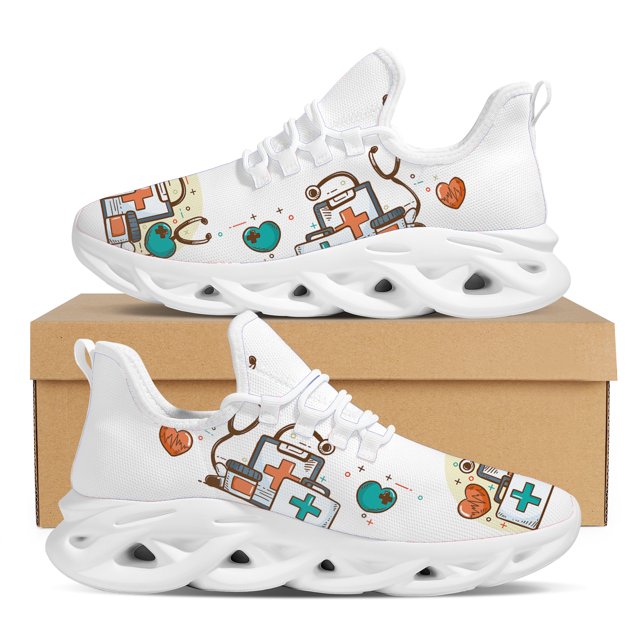 Zapatos con estampado de caja médica, zapatos de enfermera, zapatillas de running geniales para mujer, calzado de malla ligera para mujer, zapatos planos suaves