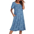 thumbnail image 2 of Oudiya Women Short Sleeve Nightgown with Pockets Button Front House Dresses Floral Print Mumu Dress, S-4XL, 2 of 7