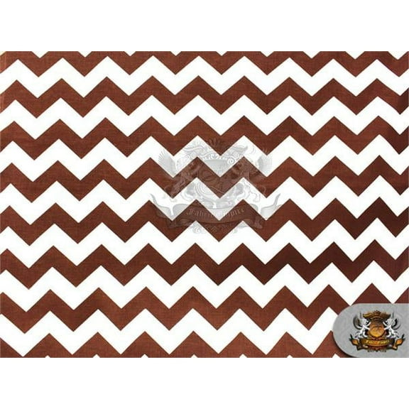 100% Cotton Large Chevron Print Fabric BROWN / 45" Wide / Sold by the yard