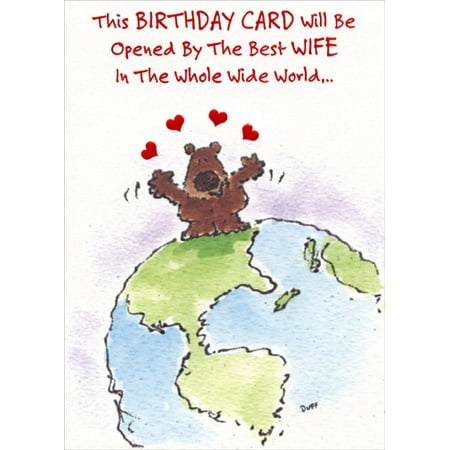 Designer Greetings Bear with Four Red Foil Hearts: Wife Funny Birthday