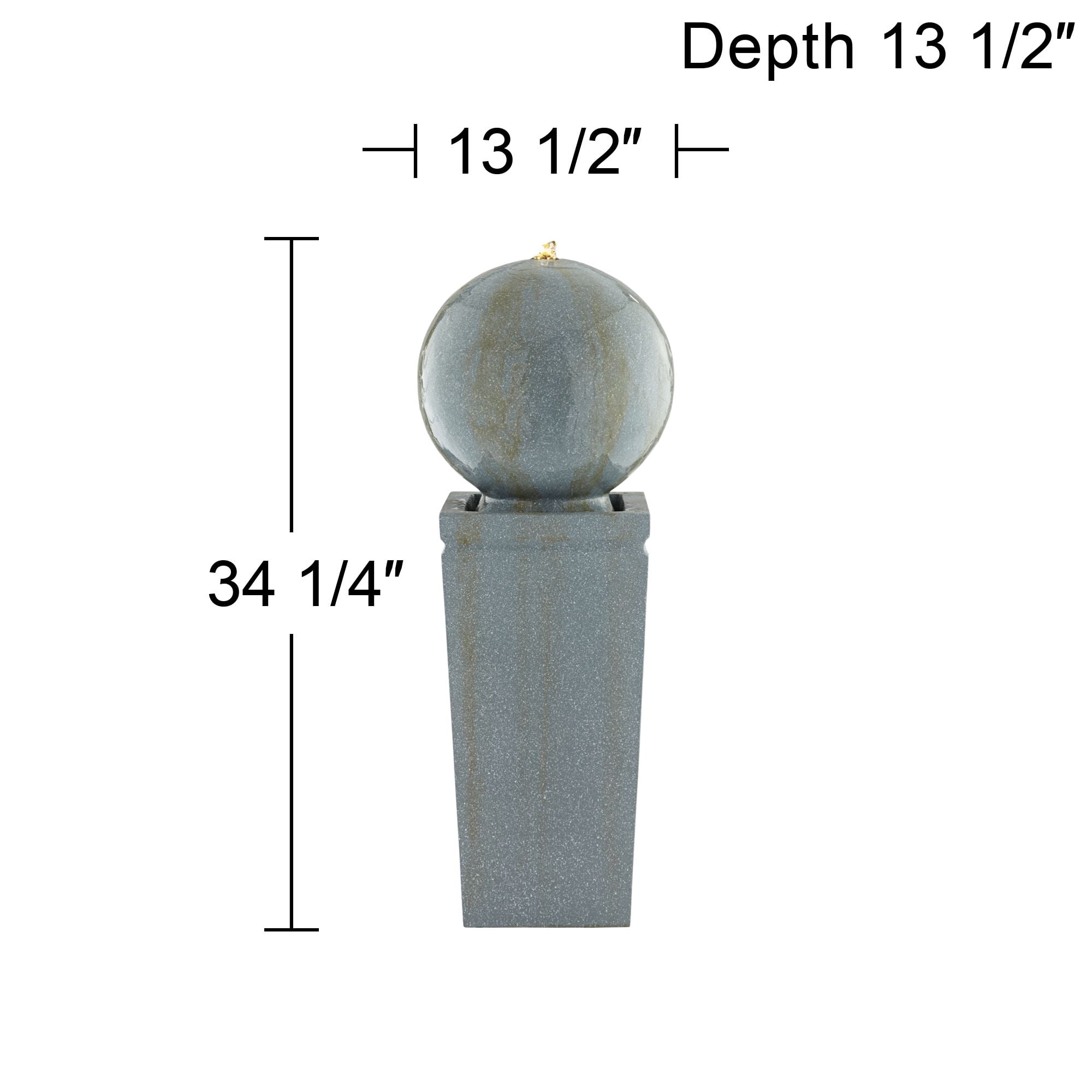Ball and Pillar 34 1/4" High Large Modern Indoor Outdoor Decor Faux Stone Floor Fountain with Light LED Bubbler