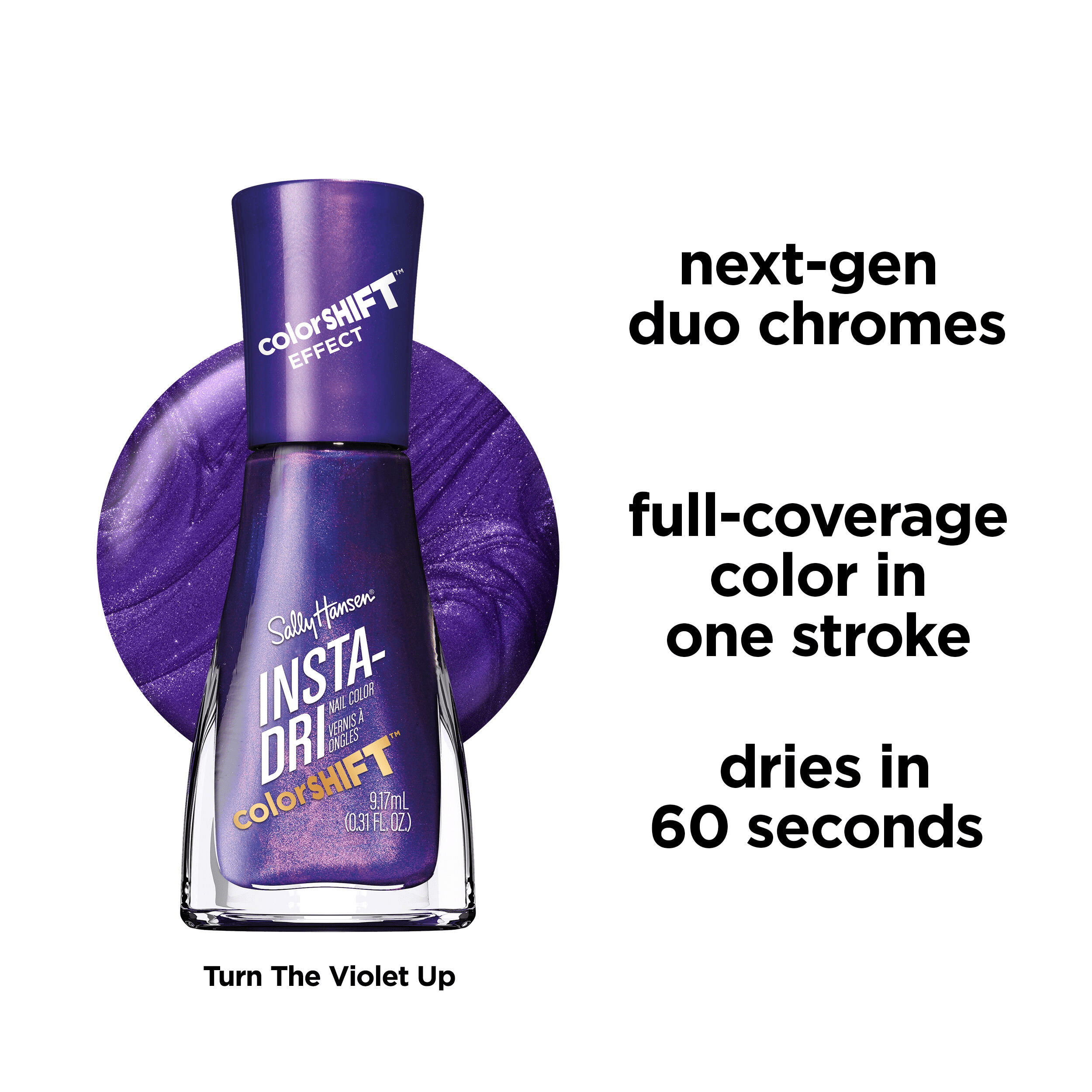 Sally Hansen Insta-Dri Color Shift Nail Polish, Turn the Violet up, ,3oz