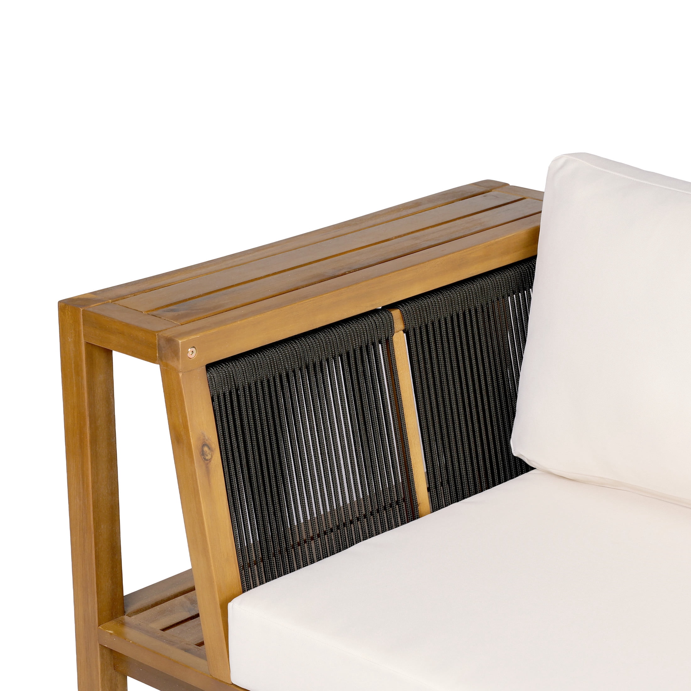 Christopher Knight Home Outdoor Daybed Sofa with Cushions, 2-Seater Patio Bench, Teak + Cream