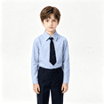 thumbnail image 3 of Junboys Children's Long Sleeve School Uniform Shirt - Casual Dress Top for Everyday, Great Back to School Clothes for Kids, Classic Button-Free Shirt for Comfort,Gray 120, 3 of 6