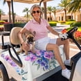 thumbnail image 3 of Golf Cart Seat Covers for 2 Seater,Purple Pink Flowers Soft Microfiber Cart Seat Towel Blanket,Farmhouse Watercolor Floral Absorbent Breathable Non Slip Bench Seats Protector for Golf Course 51"x31", 3 of 9