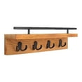 thumbnail image 4 of Llavero de madera para pared con 4 ganchos, estante en forma de L para sala de estar, accesorio resistente, 40 x 8 x 12,7 cm, marrón, multifuncional., 4 of 9