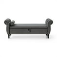 thumbnail image 3 of Cterwk Velvet Storage Footstool with Solid Wood Legs, Long Bench for Living Room, Bedroom, Gray, 3 of 5
