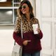 thumbnail image 3 of Mujeres Otoño Invierno Sudadera con capucha de felpa Sudaderas Leopard Splice Manga larga Cuell MABOTO Sudaderas, 3 of 7