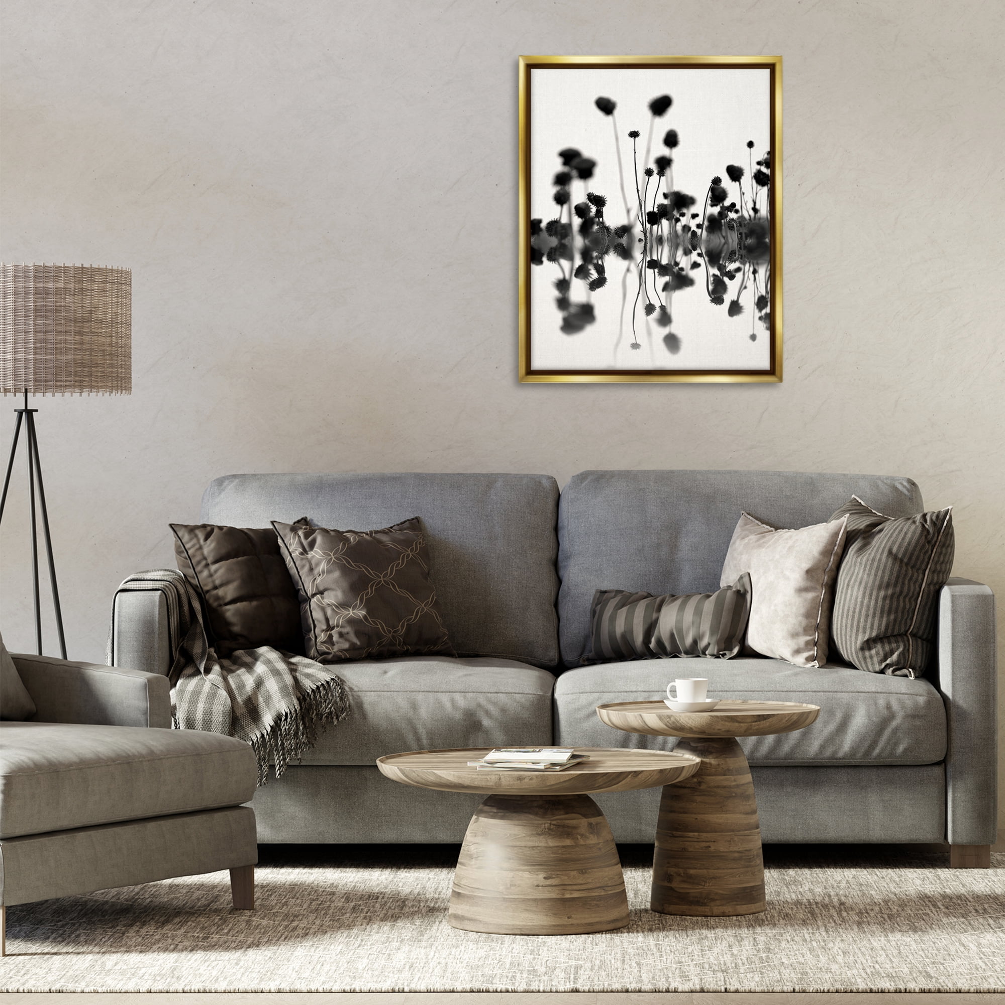 Stupell Industries Abstract Botanical Sprigs Botanical & Floral Painting Gold Floater Framed Art Print Wall Art, 25 x 31
