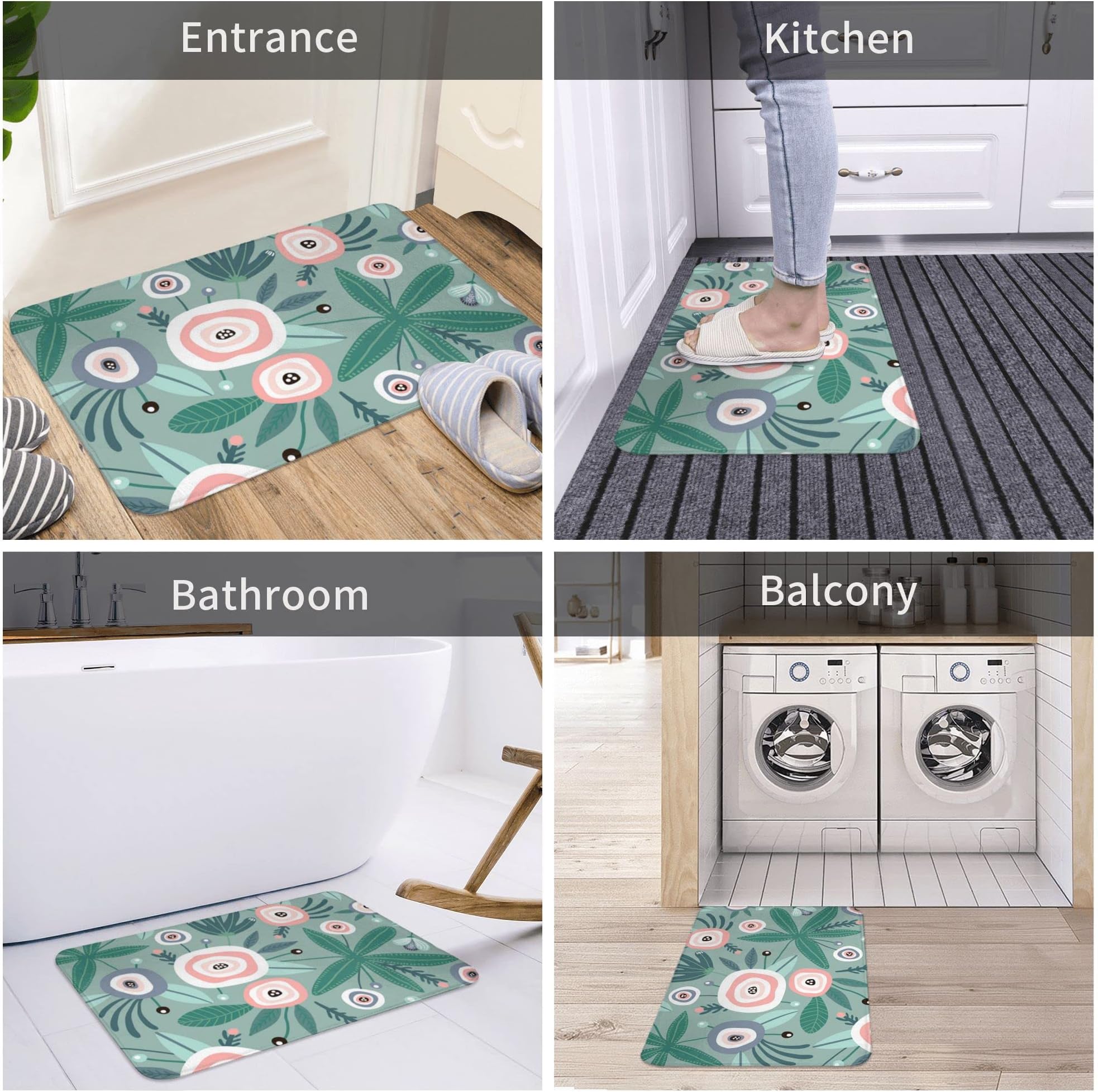 Ocean Sea Beach Tropical World Floral Flowers Indoor Doormat Non-Slip ...