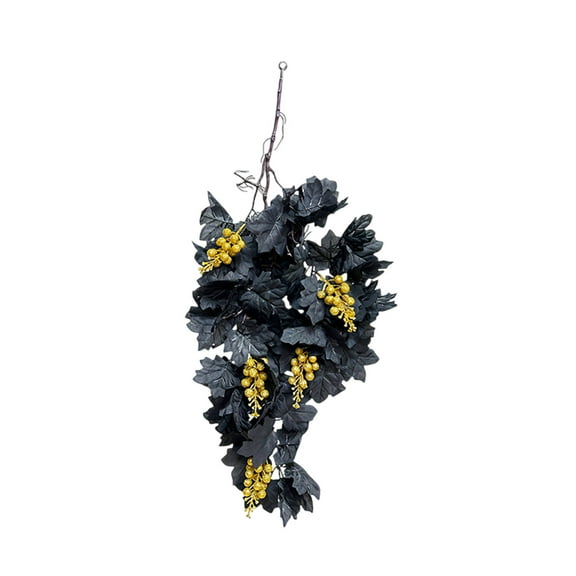 geerera Black Fall Leaves Garland, Autumn Leaf Vine with Berries, Artificial Hanging Plant for Home Decor, Fireplace Mantel, Thinksgiving Party