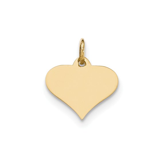 14k Yellow Gold Plain .027 Gauge Engraveable Heart Disc Charm
