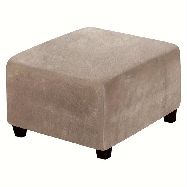 CNKOO 1pc Modern Stretch Velvet Ottoman Cover Elastic Square Footstool Protector Machine Washable Polyester & Spandex Blend Slipcover-Grip No Print 200-250 gsm ZZZ