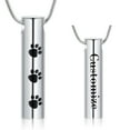 Cylinder Urn Necklace for Ashes Paw Print Cremation Jewelry for Dog and